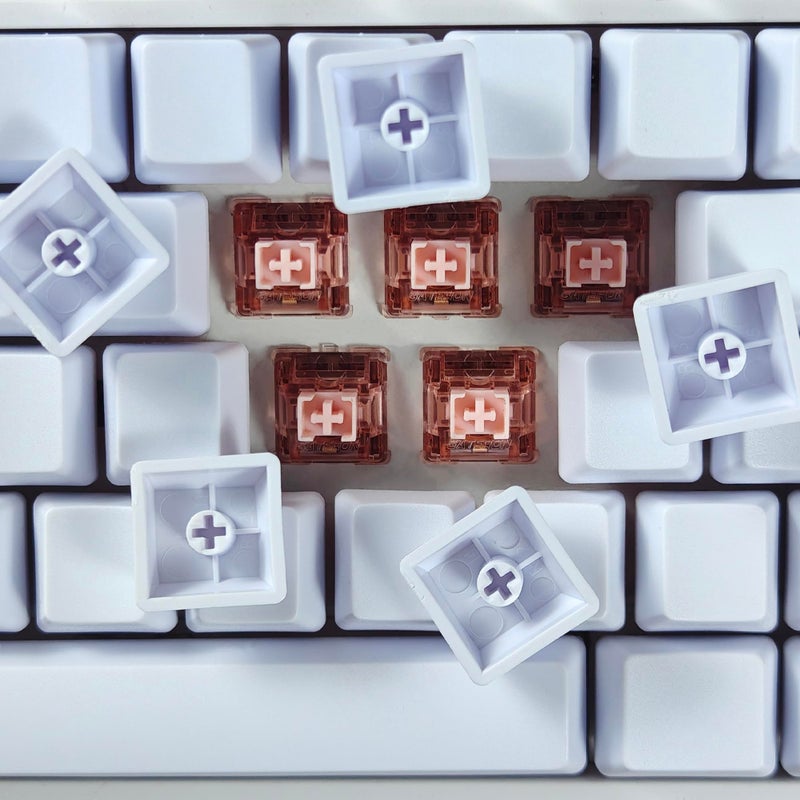 YMDK Blank Thick PBT OEM Profile 61 ANSI Keycaps for MX Switches Mechanical Keyboard (White)(Only Keycap) - Image 5